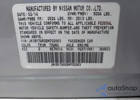 2014 Infiniti Q50 Premium из США, поврежденный, VIN JN1BV7AR0EM702063